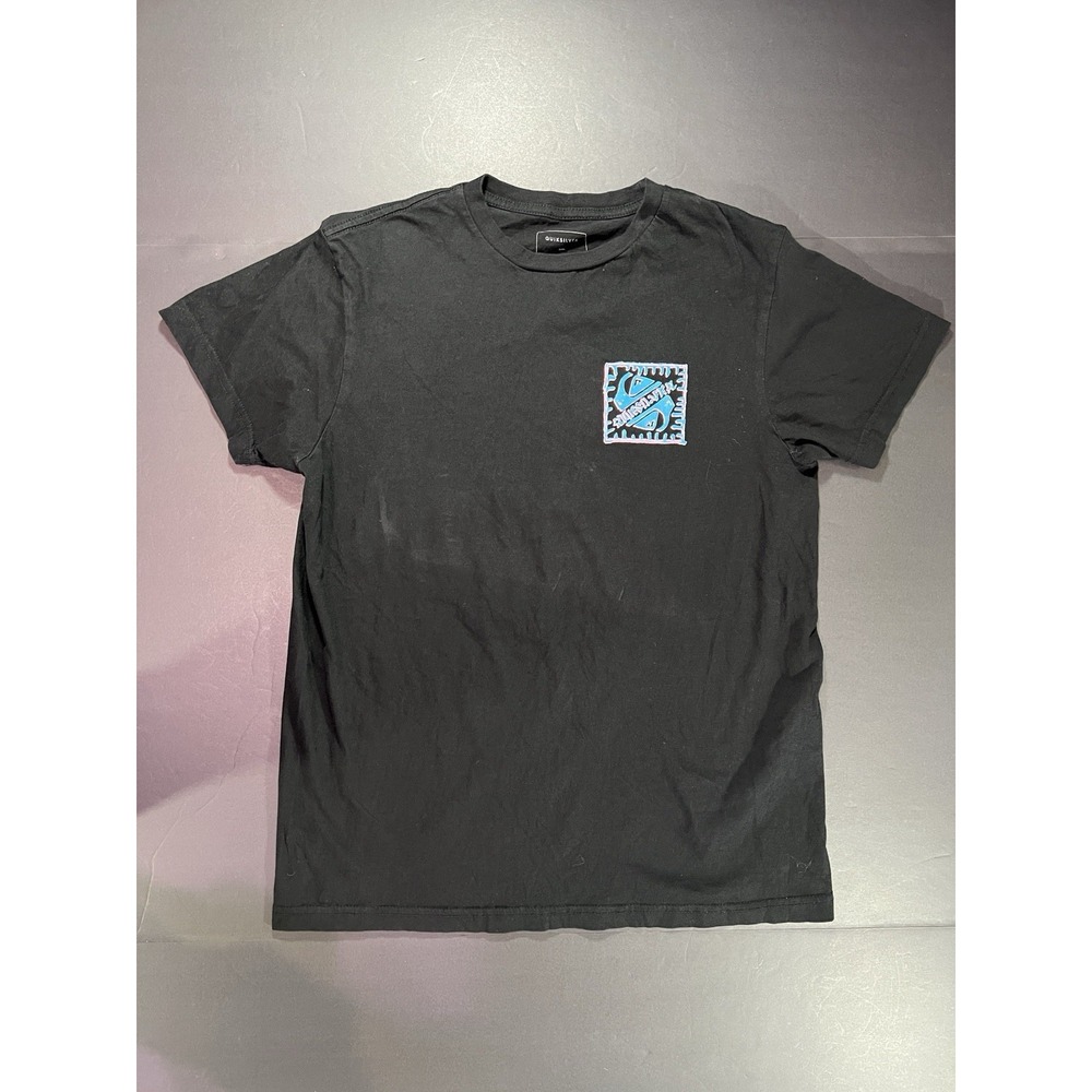 Quiksilver Graphic Tshirt Men's M Front Back Large Logo Black